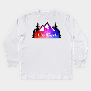 Geometric Colorful Mountain Stratton, Vermont Kids Long Sleeve T-Shirt